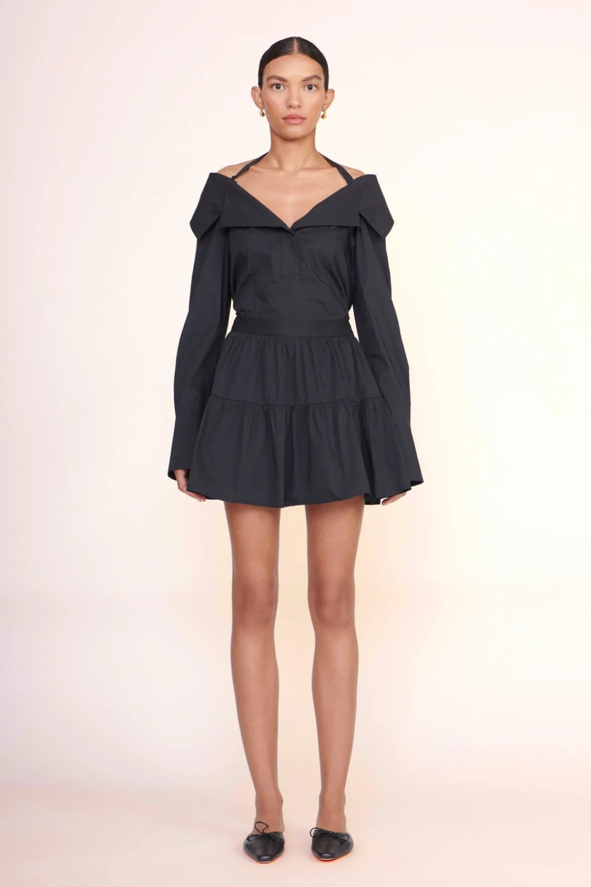 Poplin Shop<STAUD MINI SEA SKIRT BLACK
