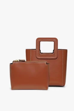 Crossbody|Totes<STAUD MINI SHIRLEY LEATHER BAG SADDLE