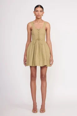 Poplin Shop<STAUD MINI SUTTON DRESS KHAKI