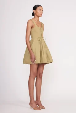 Poplin Shop<STAUD MINI SUTTON DRESS   KHAKI