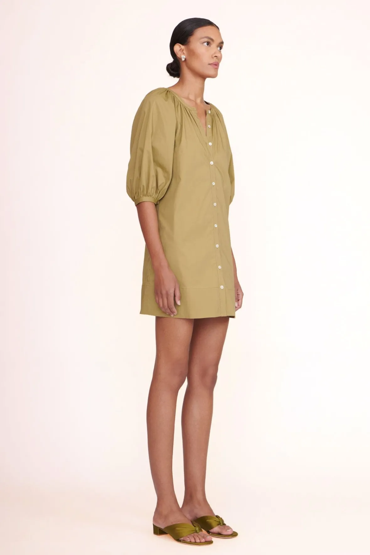 Dresses<STAUD MINI VINCENT DRESS KHAKI