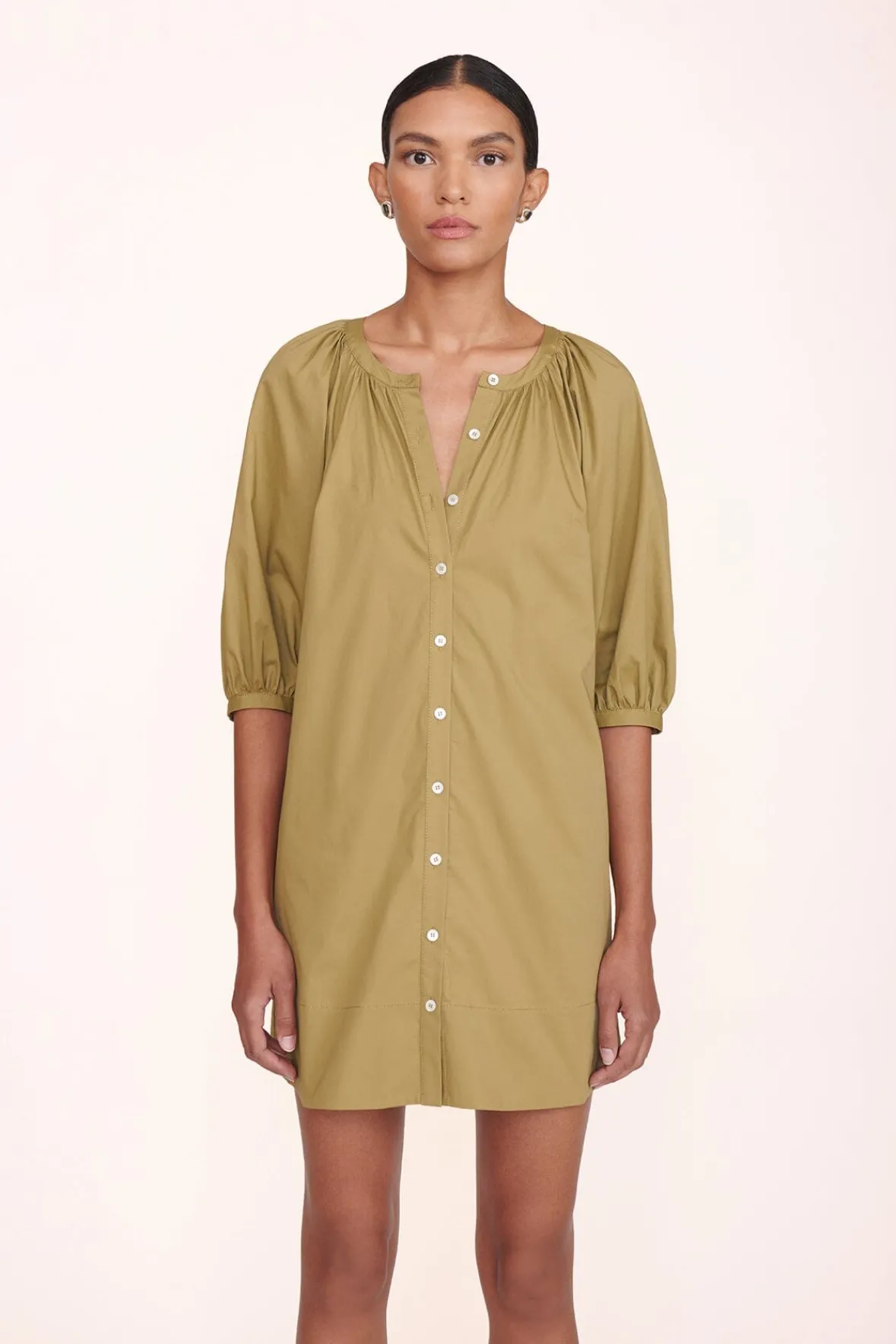 Dresses<STAUD MINI VINCENT DRESS KHAKI