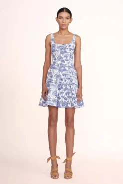 Poplin Shop|The Wells Dress<STAUD MINI WELLS DRESS  BLUE TOILE BLUETOILE