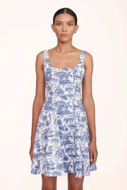 Poplin Shop|The Wells Dress<STAUD MINI WELLS DRESS  BLUE TOILE BLUETOILE