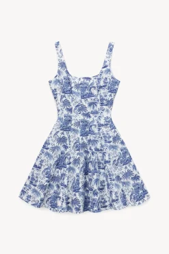 Poplin Shop|The Wells Dress<STAUD MINI WELLS DRESS  BLUE TOILE BLUETOILE