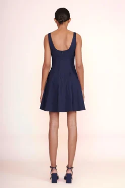 Best Sellers|Poplin Shop<STAUD MINI WELLS DRESS   NAVY
