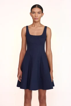 Best Sellers|Poplin Shop<STAUD MINI WELLS DRESS   NAVY