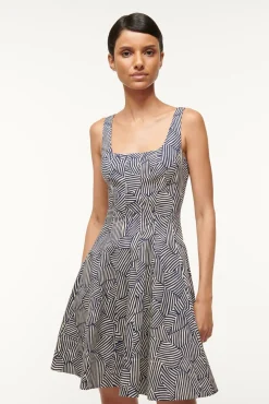 Poplin Shop|The Wells Dress<STAUD MINI WELLS DRESS  NAVY MOSAIC NAVYMOSAIC