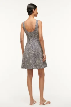 Poplin Shop|The Wells Dress<STAUD MINI WELLS DRESS  NAVY MOSAIC NAVYMOSAIC