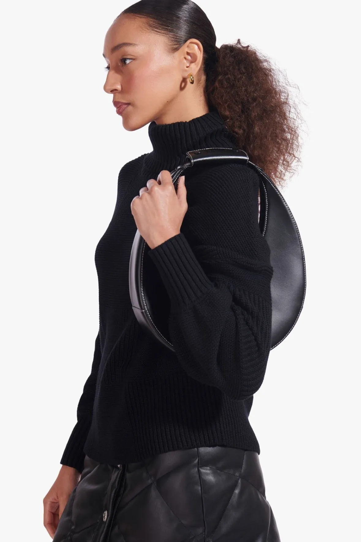 Moon|Shoulder<STAUD MOON BAG BLACK