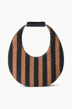 Moon<STAUD MOON BAG BLACK TAN SEASHORE STRIPE BLACKTANSEASHORESTRIPE