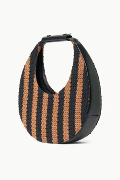 Moon<STAUD MOON BAG  BLACK TAN SEASHORE STRIPE BLACKTANSEASHORESTRIPE