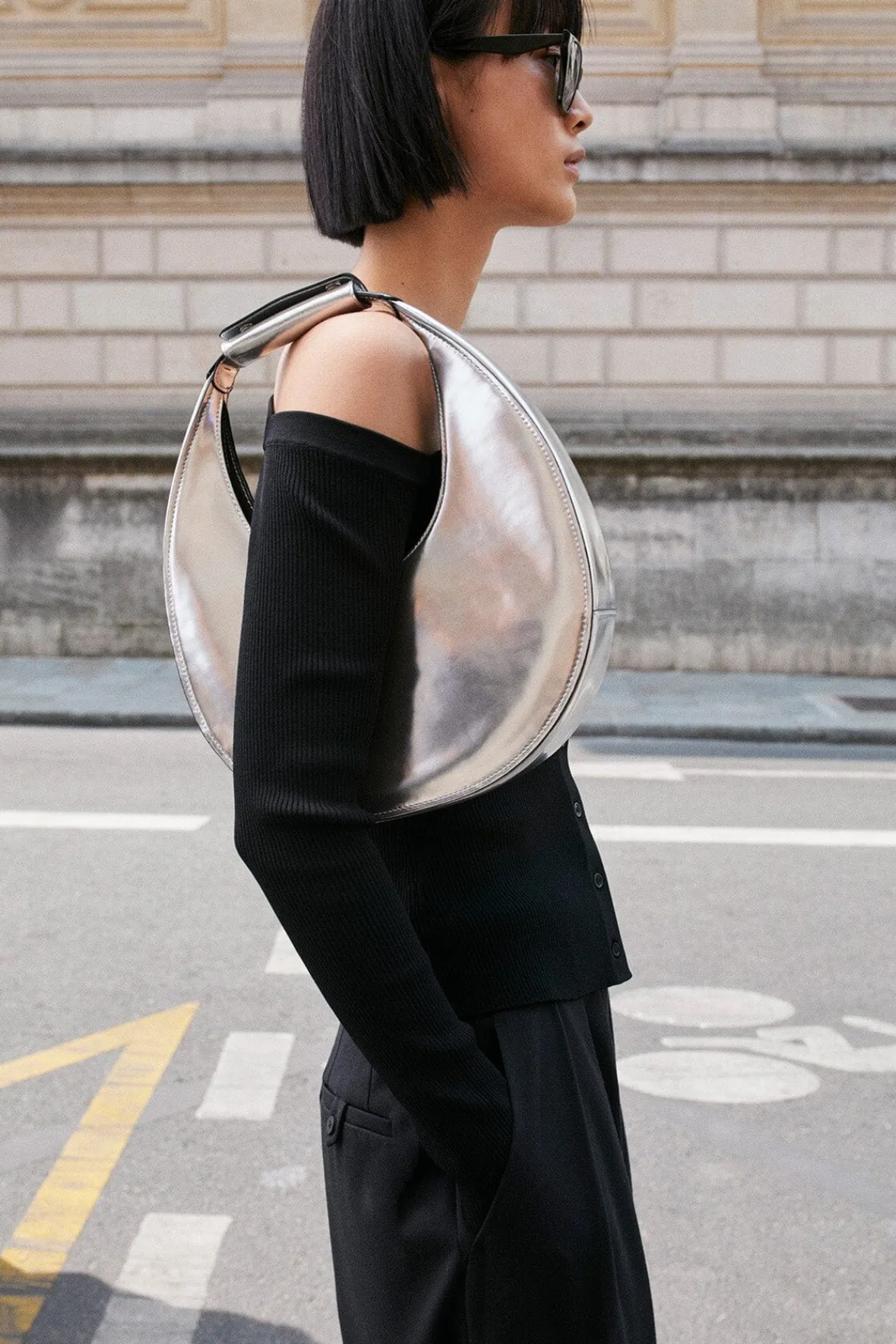 Moon<STAUD MOON BAG CHROME
