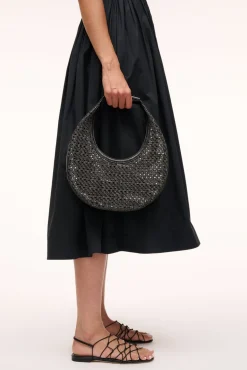 Moon|Shoulder<STAUD MOON WOVEN BAG   BLACK