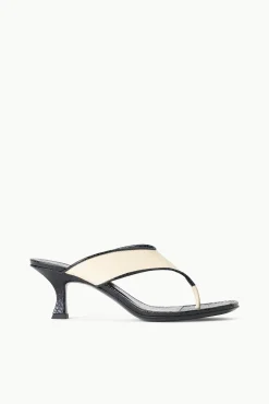 Heels<STAUD NATALIA THONG SANDAL  CREAM BLACK CREAMBLACK