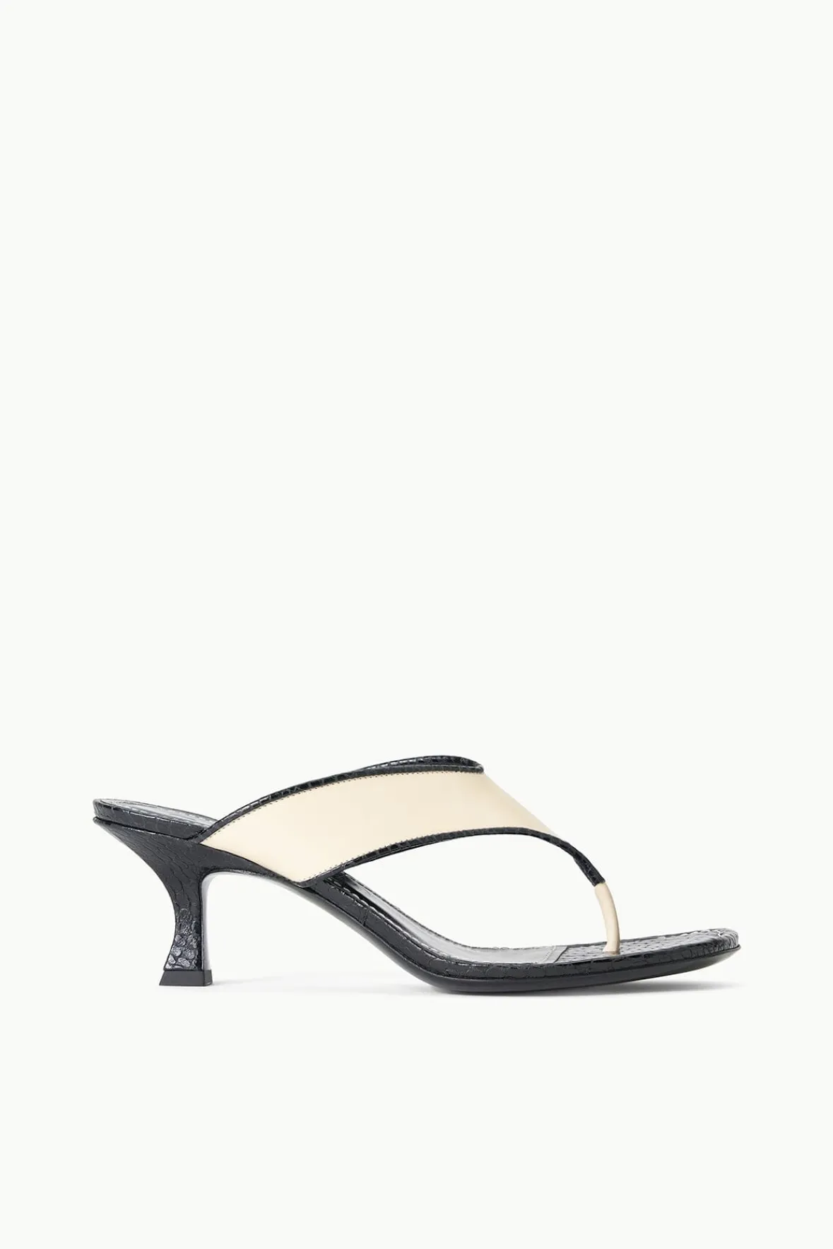 Heels<STAUD NATALIA THONG SANDAL CREAM BLACK CREAMBLACK