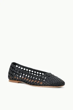 Mules & Flats<STAUD NELL CROCHET BALLERINA   BLACK