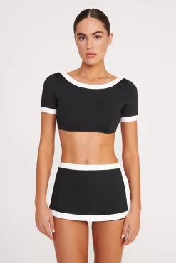 Bikinis<STAUD NELL SWIM SKIRT  BLACK WHITE BLACKWHITE