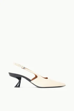 Heels<STAUD NEVE SLINGBACK HEEL  CREAM BLACK CREAMBLACK