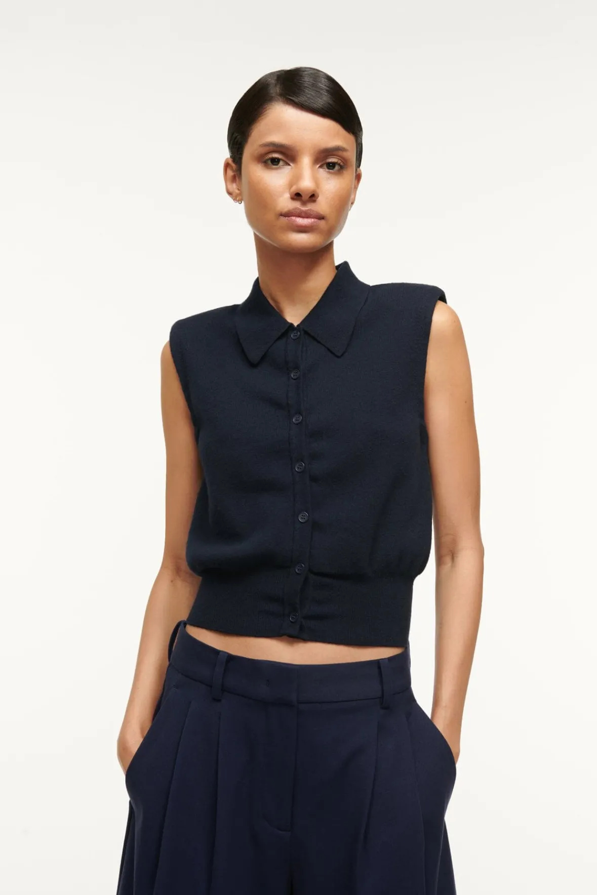 Knits|Tops<STAUD NOLA SWEATER NAVY