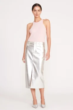 Skirts<STAUD OAKLYN SKIRT   SILVER