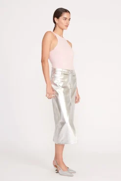 Skirts<STAUD OAKLYN SKIRT   SILVER
