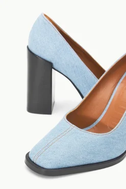 STAUD + Wrangler<STAUD PAZ PUMP  DENIM BLUE DENIMBLUE