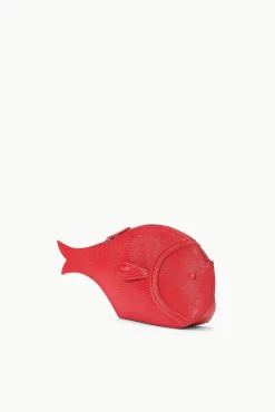 Clutches<STAUD PESCE LEATHER CLUTCH  RED ROSE REDROSE