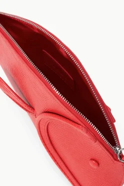 Clutches<STAUD PESCE LEATHER CLUTCH  RED ROSE REDROSE
