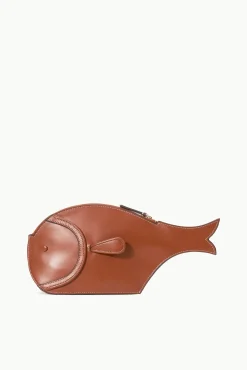 Clutches<STAUD PESCE LEATHER CLUTCH   TAN