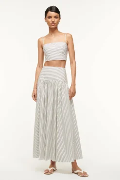 Poplin Shop|Skirts<STAUD PROCIDA SKIRT IVORY MICRO STRIPE IVORYMICROSTRIPE