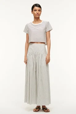 Poplin Shop|Skirts<STAUD PROCIDA SKIRT  IVORY MICRO STRIPE IVORYMICROSTRIPE