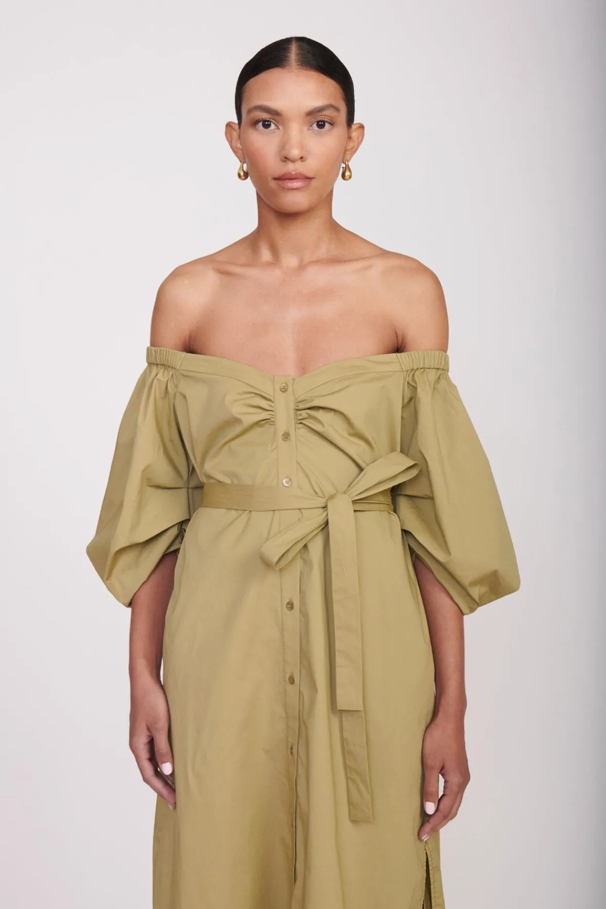 Poplin Shop<STAUD REESE DRESS KHAKI