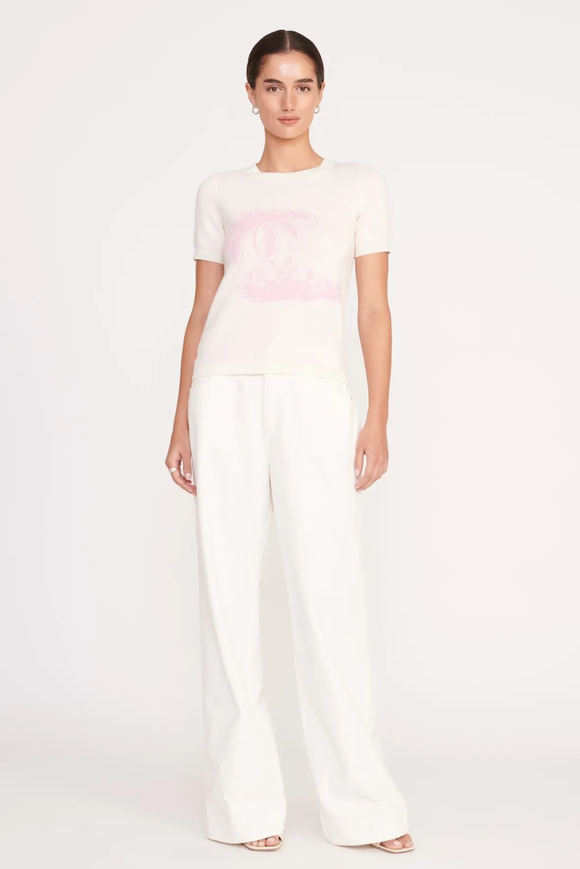 Knits<STAUD REYNA SWEATER IVORY CHERRY BLOSSOM TOILE IVORYCHERRYBLOSSOMTOILE