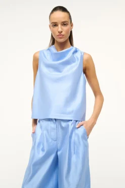 The Evening Edit|Tops<STAUD ROCHELLE TOP PERIWINKLE