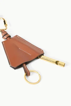 Small Leather Goods|Necklaces<STAUD SAFETY WHISTLE KEY FOB   TAN