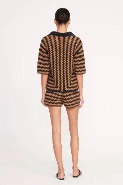 Cover-Ups|Pants & Shorts<STAUD SAMARA SHORT  BLACK TAN SEASHORE STRIPE BLACKTANSEASHORESTRIPE