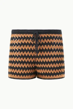 Cover-Ups|Pants & Shorts<STAUD SAMARA SHORT  BLACK TAN SEASHORE STRIPE BLACKTANSEASHORESTRIPE