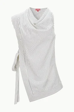 Poplin Shop|Tops<STAUD SAWYER TOP  IVORY MICRO STRIPE IVORYMICROSTRIPE
