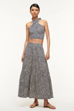 Poplin Shop|Skirts<STAUD SEA SKIRT NAVY MOSAIC NAVYMOSAIC