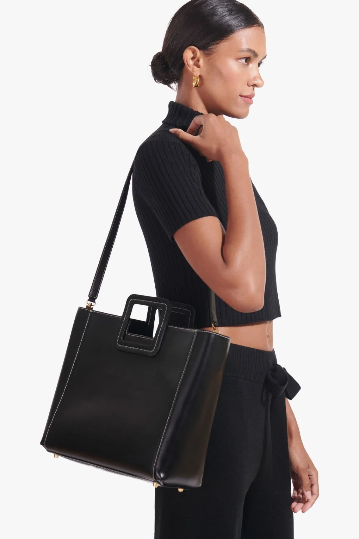 Crossbody|Totes<STAUD SHIRLEY LEATHER BAG BLACK