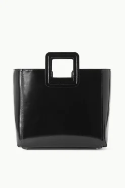 Totes<STAUD SHIRLEY LEATHER BAG   POLISHED BLACK