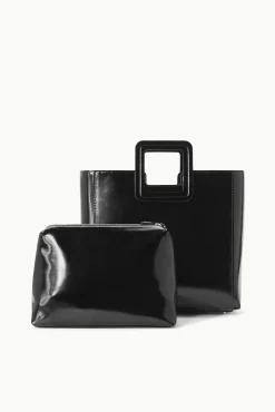 Totes<STAUD SHIRLEY LEATHER BAG   POLISHED BLACK