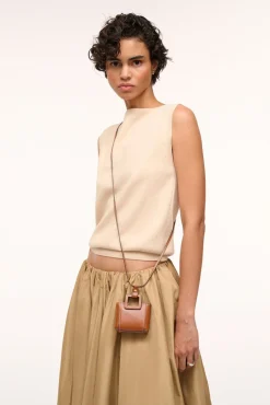 Small Leather Goods|Necklaces<STAUD SHIRLEY MICRO NECKLACE   TAN