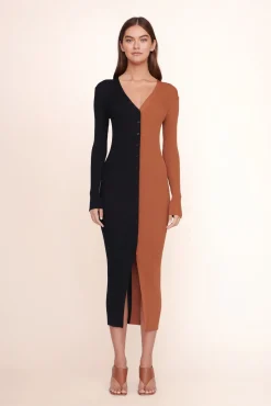 Best Sellers|Dresses<STAUD SHOKO SWEATER TAN BLACK TANBLACK