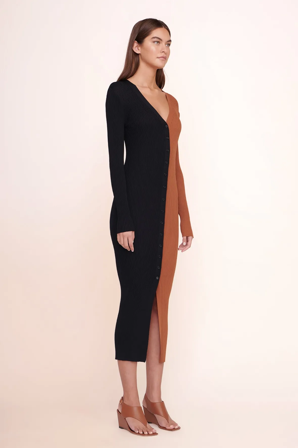 Best Sellers|Dresses<STAUD SHOKO SWEATER TAN BLACK TANBLACK