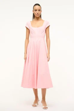 The Wells Dress|Dresses<STAUD SHORT SLEEVE WELLS DRESS PEARL PINK PEARLPINK
