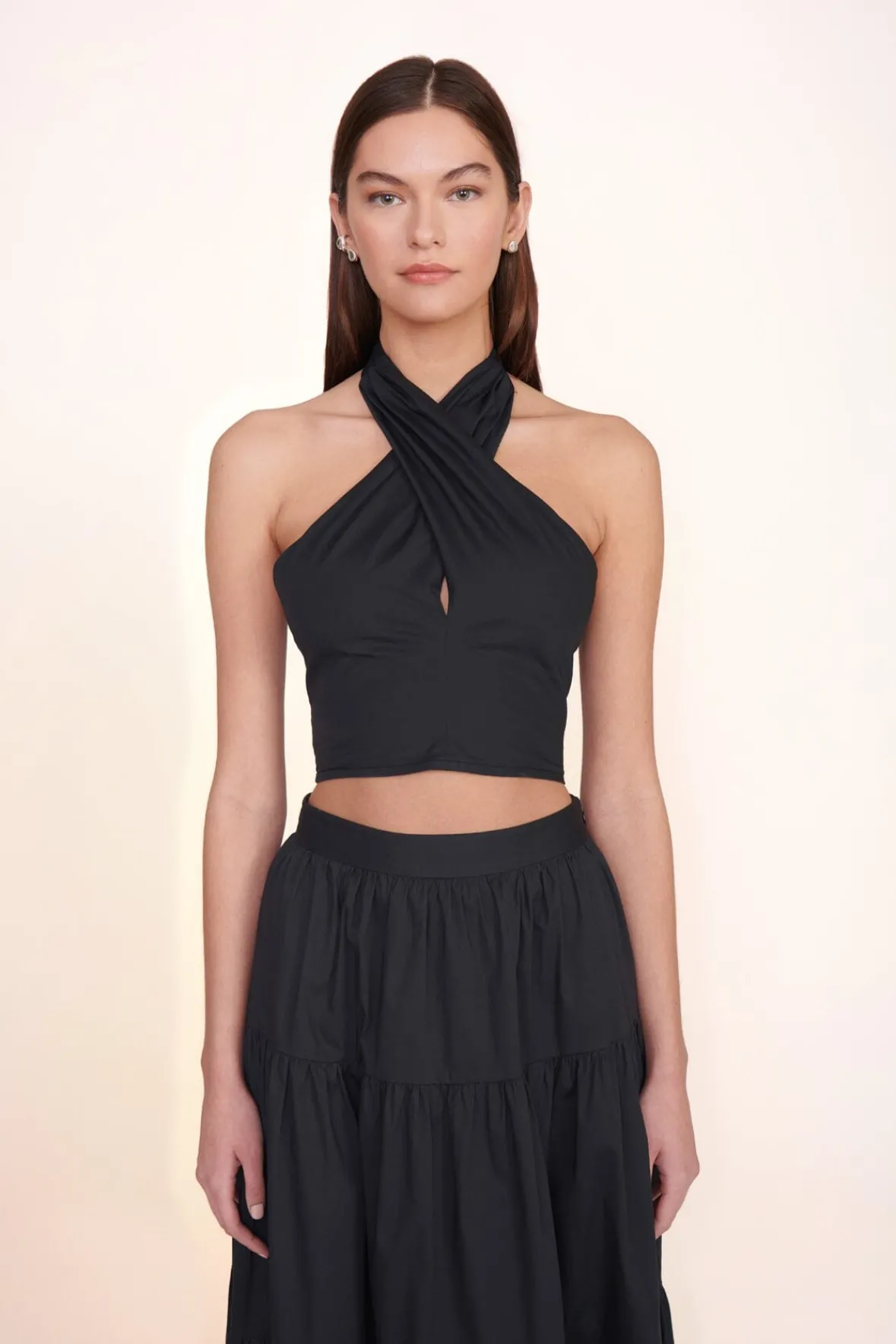 Poplin Shop|Tops<STAUD SMOCKED KAI TOP BLACK
