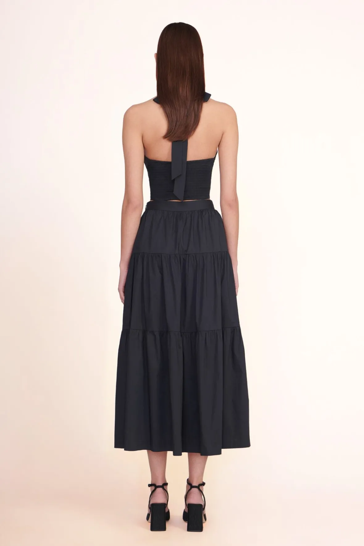 Poplin Shop|Tops<STAUD SMOCKED KAI TOP BLACK