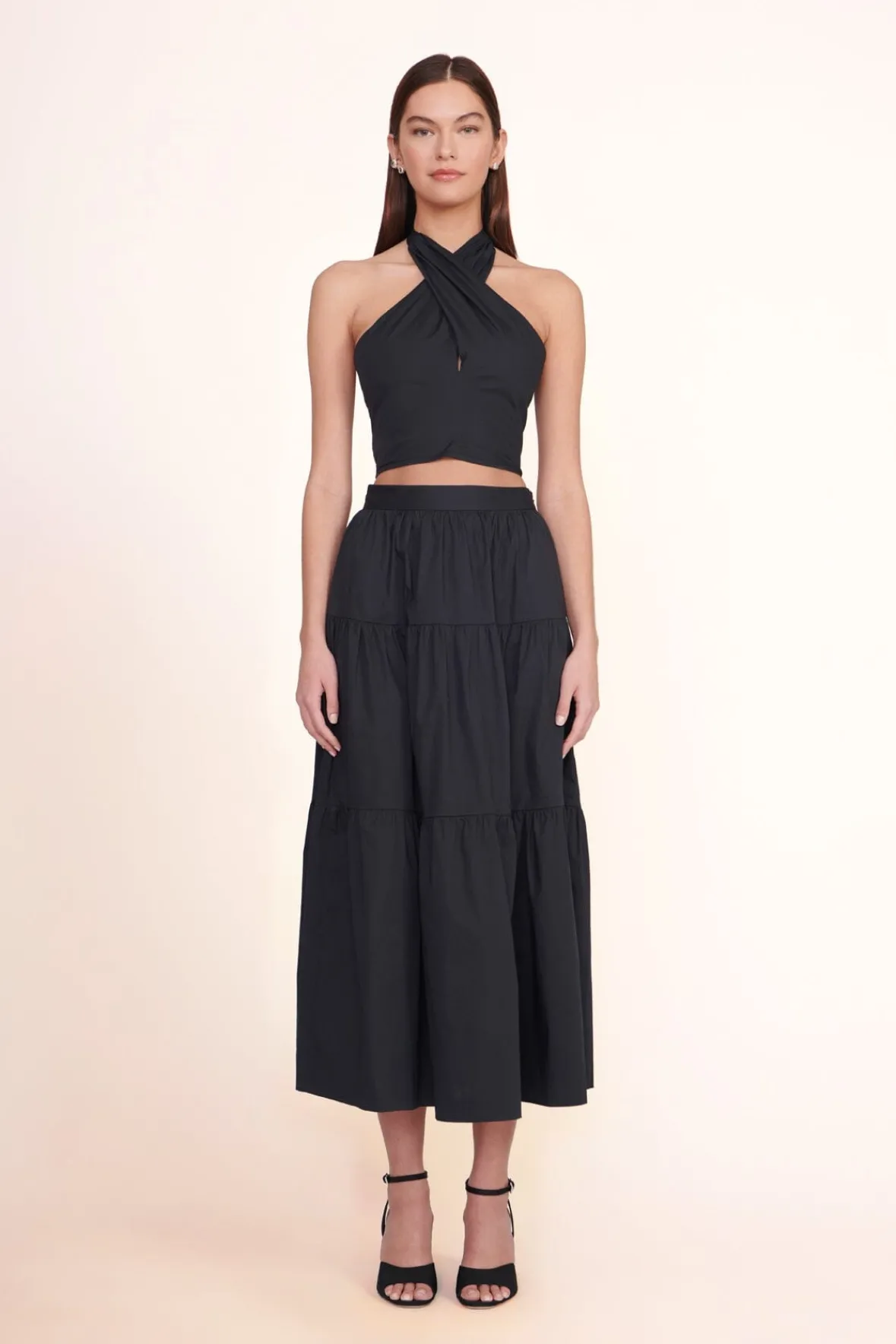 Poplin Shop|Tops<STAUD SMOCKED KAI TOP BLACK